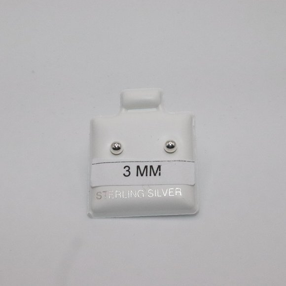 925 Sterling Silver Genuine Round Ball Stud Earrings 3mm / Pair / Men Women Kids - Picture 2 of 7